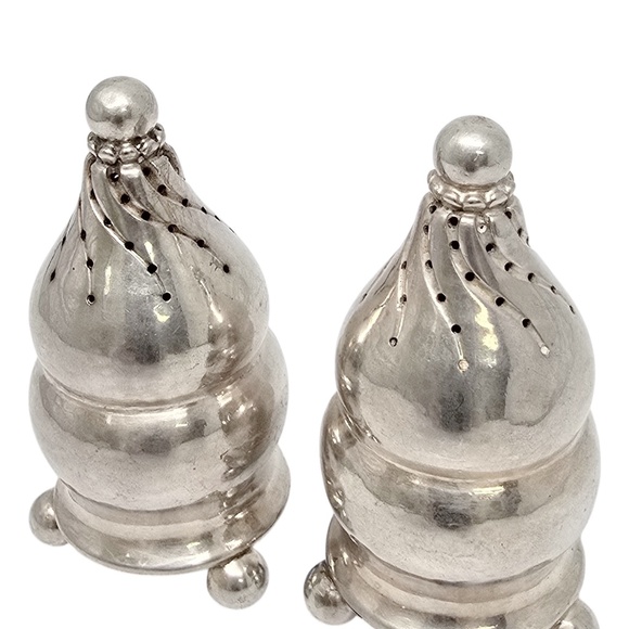 Georg Jensen Denmark Sterling Silver Salt and Pepper Shakers 410 w/Mono #21184 - Picture 6 of 10